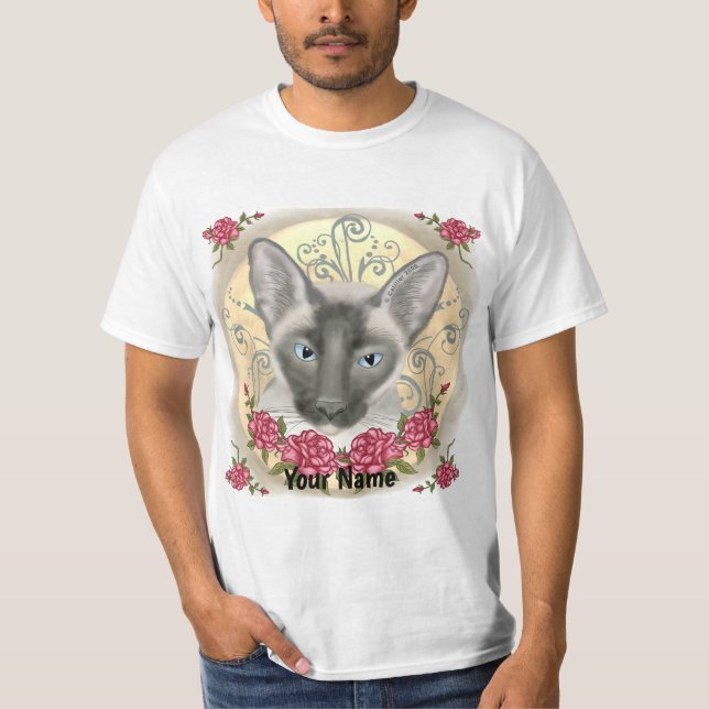 Siamese Cat Roses  T-Shirt (Front)