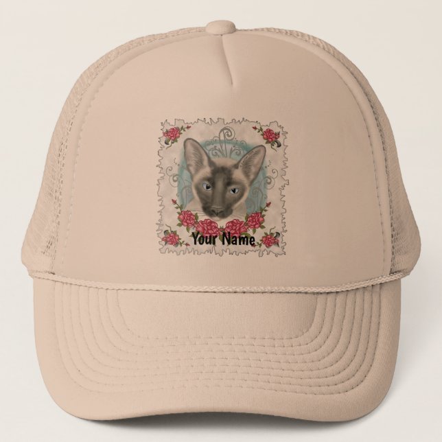 Siamese Cat Roses  Trucker Hat (Front)