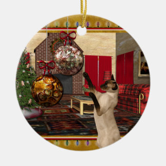 Siamese Cat - Round Christmas Ornament