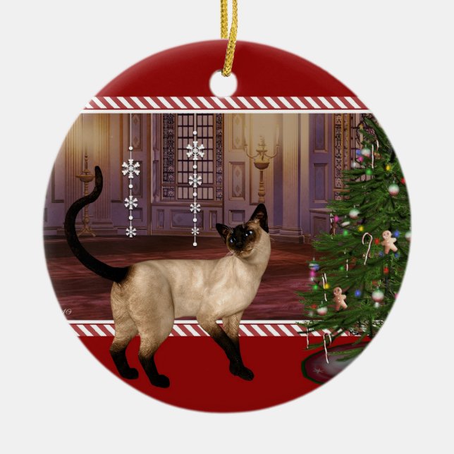 Siamese Cat - Round Christmas Ornament (Front)