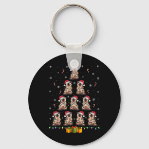Siamese Cat Santa Hat Xmas Lights Men Women Christ Key Ring