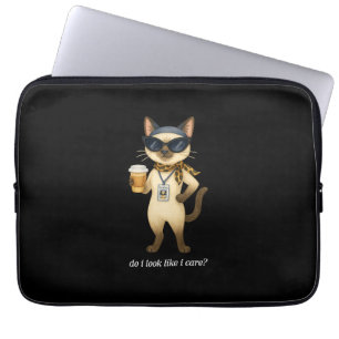 Siamese Cat School Staff is drinking coffee Laptop Sleeve
