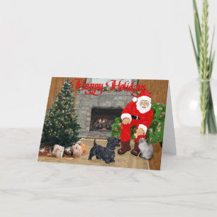 Siamese Cat & Scottie Christmas Holiday Card