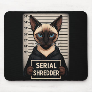 Siamese Cat Serial Shredder Mugshot Funny Pet Mouse Mat