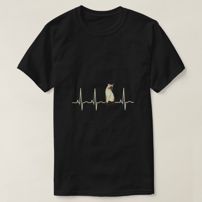 Siamese Cat Shirt  Siamese Cat Heartbeat Gift  (Design Front)