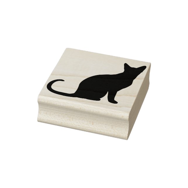 siamese cat silhouette art stamp (Stamp)