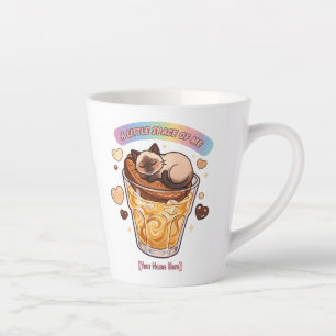 Siamese Cat Sleeping on Coffee Glass Aesthetics Latte Mug
