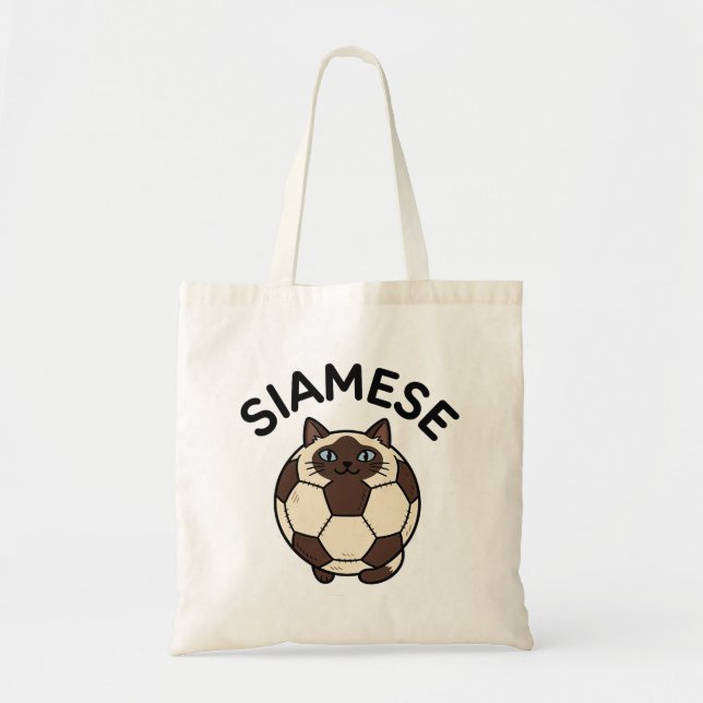 Siamese cat soccer ball tote bag (Front)