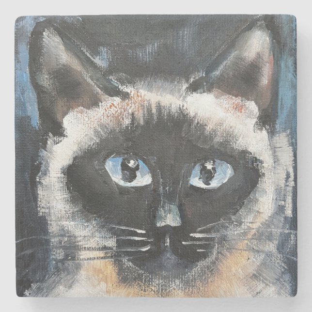 Siamese cat stone coaster (Front)