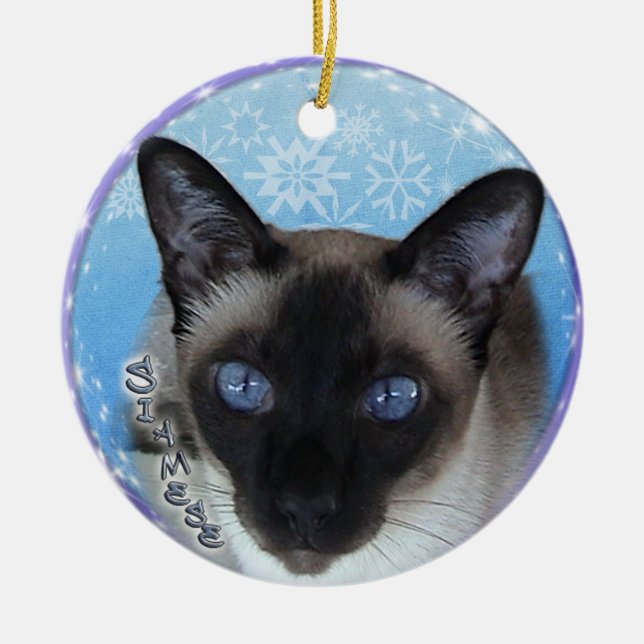 SIAMESE CAT -STRIKING BLUE EYES Christmas Ornament (Front)