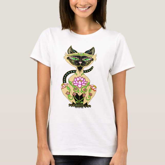 Siamese Cat Sugar Skull T-Shirt (Front)