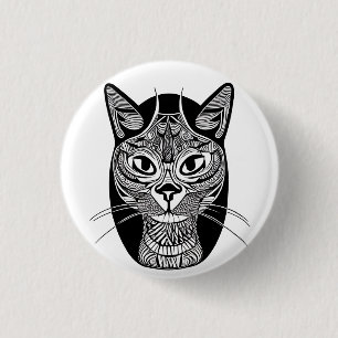 Siamese Cat Tattoo Pattern 3 Cm Round Badge