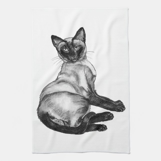 Siamese Cat Tea Towel (Vertical)