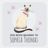 Siamese Cat This Book Belongs Name Kids Bookplate