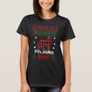 Siamese Cat This Is My Siamese Pajama Ugly Christm T-Shirt