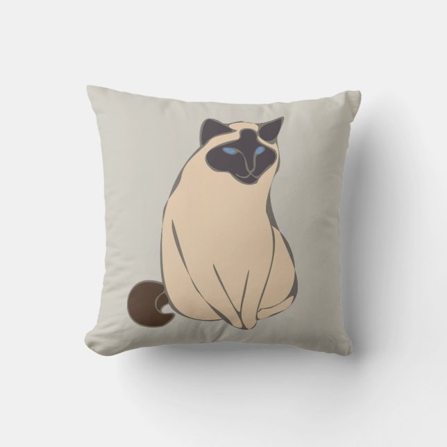 Siamese Cat Throw Pillow (Front)