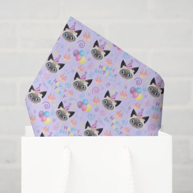 Siamese Cat Tissue Paper in Purple (Gift Bag)