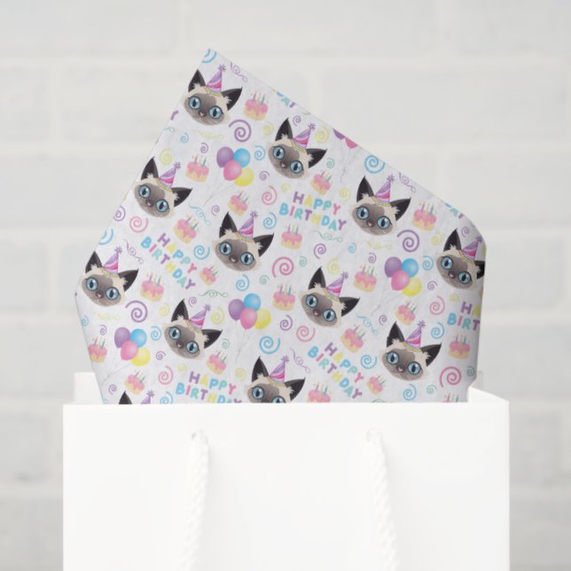 Siamese Cat Tissue Paper in White (Gift Bag)
