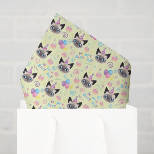 Siamese Cat Tissue Paper in Yellow (Gift Bag)