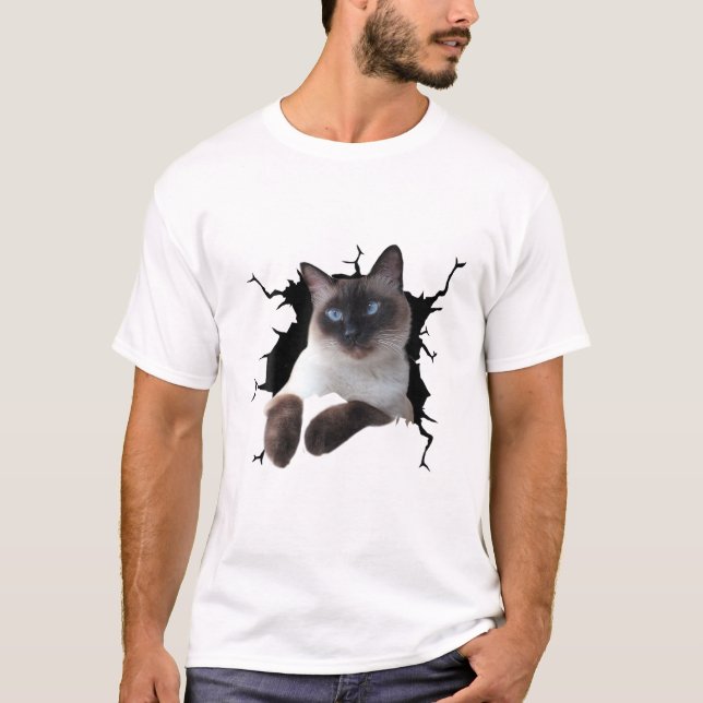 Siamese Cat. Torn Cloth , Kitten T-Shirt (Front)