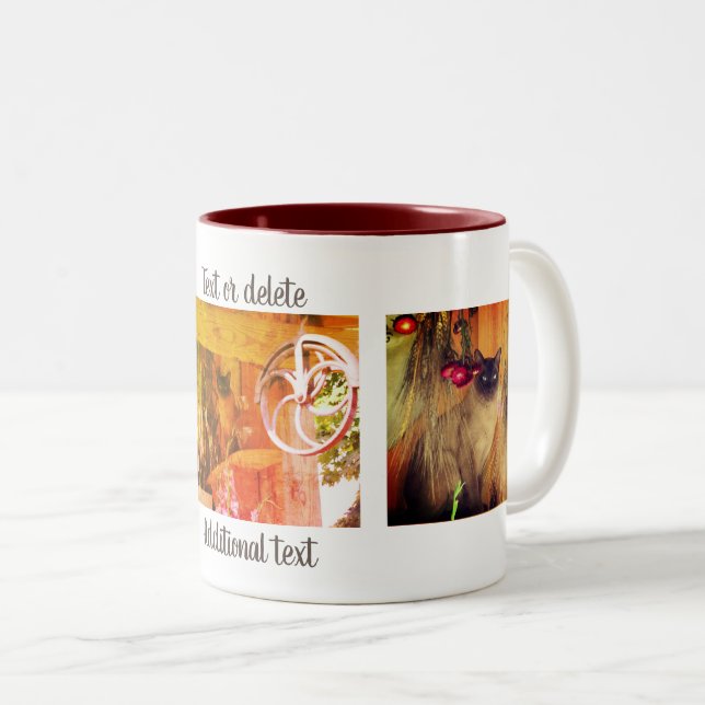 Siamese Cat Trio Personalised Two-Tone Coffee Mug (Front Right)