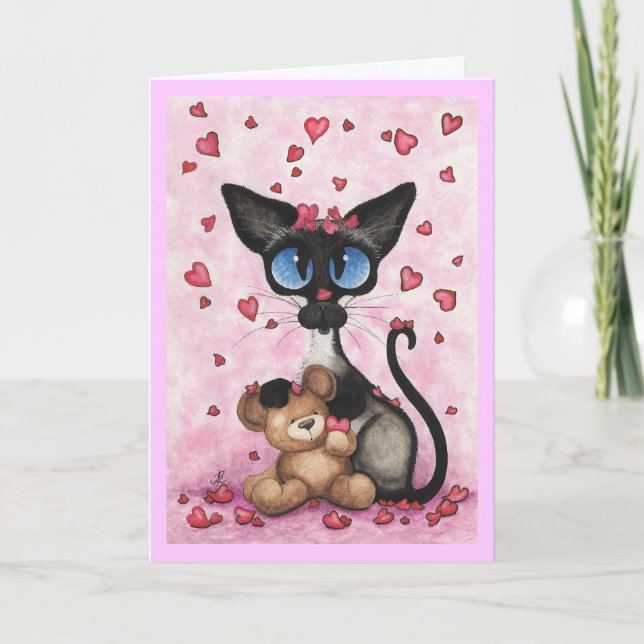 Siamese Cat Valentine's Day Card (Front)
