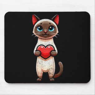 Siamese Cat Valentines Heart Lover Funny Boys Girl Mouse Mat