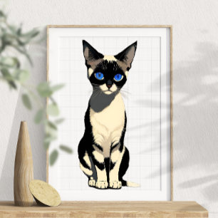 Siamese Cat Wall Art Blue-Eyed Cat Lover