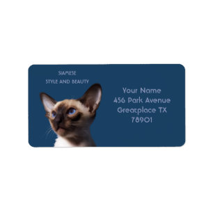 Siamese Cat Watercolor Drawing Label