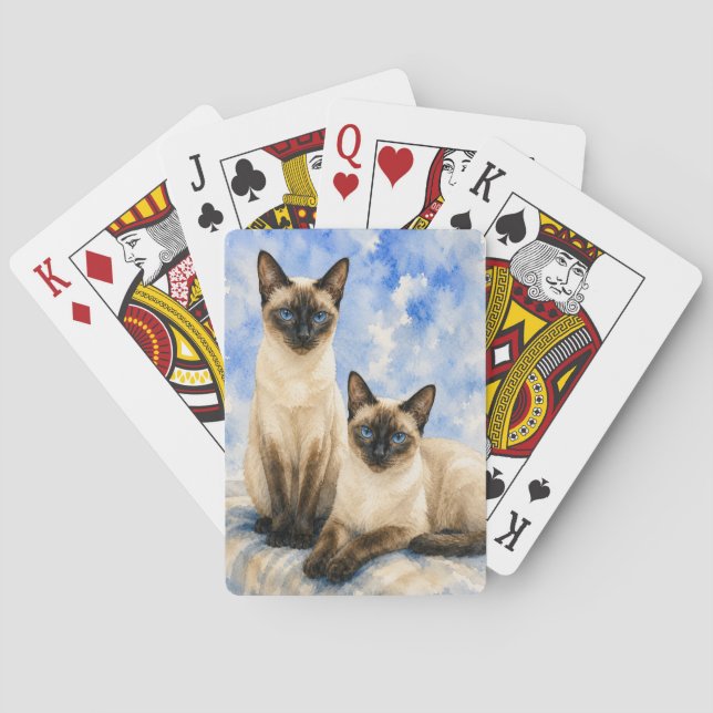Siamese Cat Watercolor Playing Cards (Back)