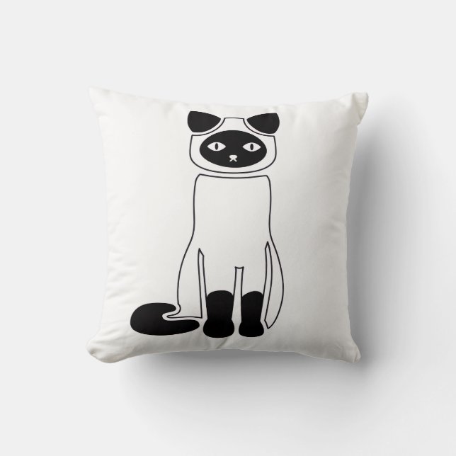 Siamese Cat White Pillow – Minimalist Cat Accent (Front)