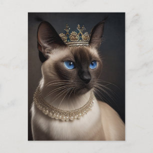 Siamese Cat With A Crown Postcard