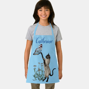 Siamese Cat With Blue Butterfly Personalised Apron