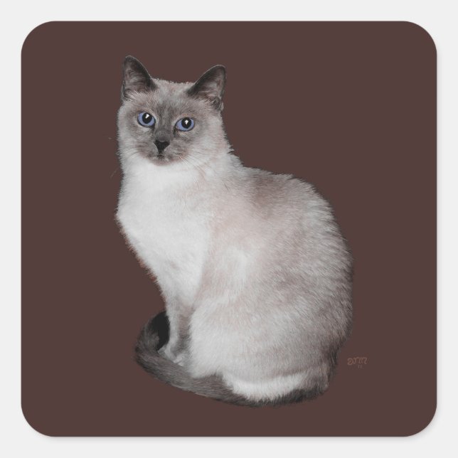 Siamese Cat with Blue Eyes Square Sticker (Front)