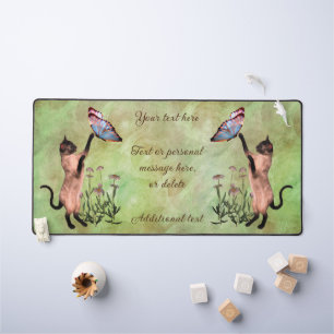 Siamese Cat With Butterfly Personalized  Desk Mat
