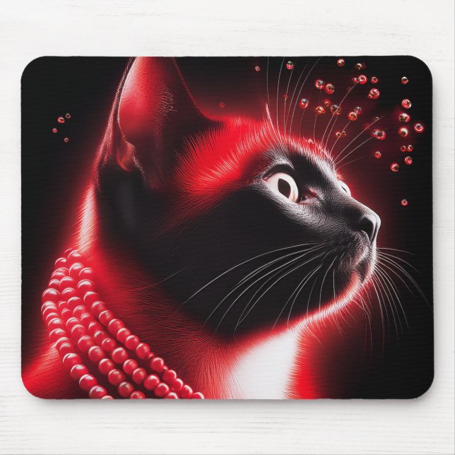 Siamese Cat With Jewelled Aura Of Rubies Mouse Mat (Front)