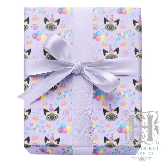 Siamese Cat Wrapping Paper in Purple (Creator Uploaded)