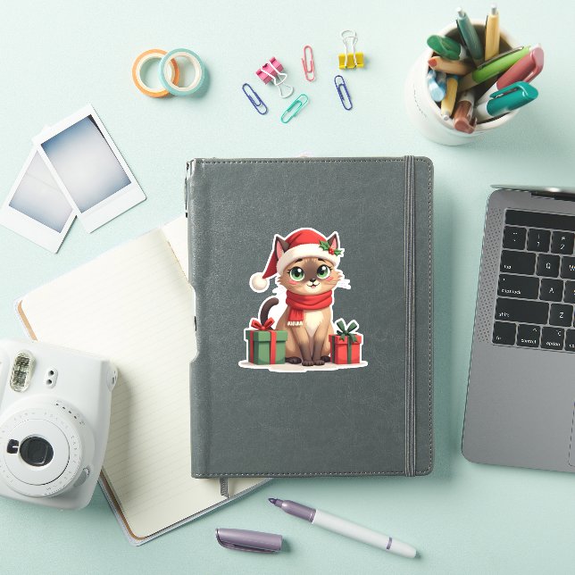 Siamese Cat Xmas Holiday Santa Siamese Cat Christm (iPad Cover)