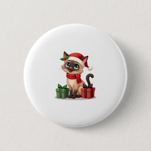 Siamese Cat Xmas Holiday Santa Siamese Cat Christm 6 Cm Round Badge