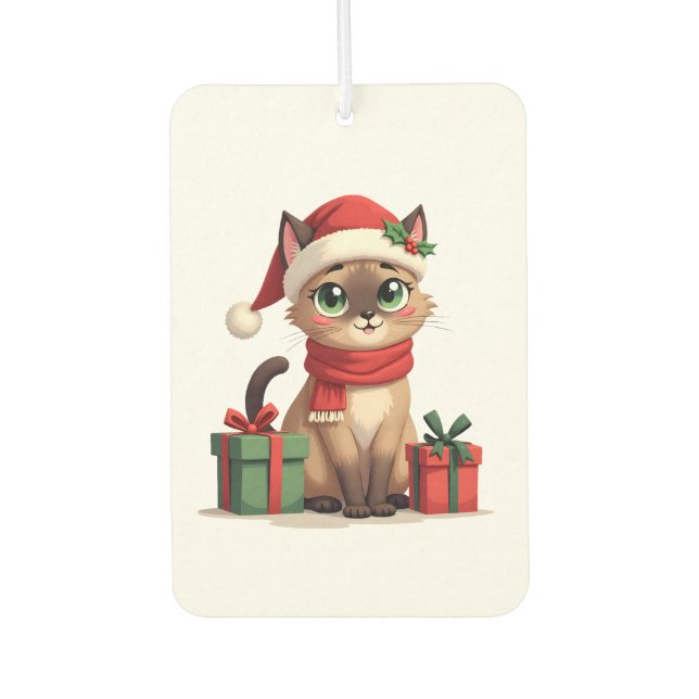 Siamese Cat Xmas Holiday Santa Siamese Cat Christm Car Air Freshener (Front)