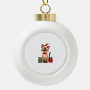 Siamese Cat Xmas Holiday Santa Siamese Cat Christm Ceramic Ball Christmas Ornament