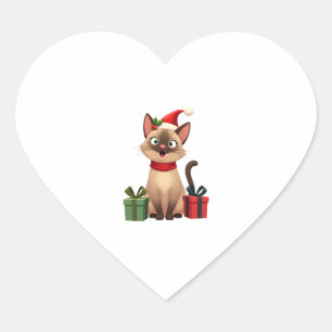 Siamese Cat Xmas Holiday Santa Siamese Cat Christm Heart Sticker