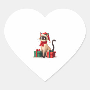 Siamese Cat Xmas Holiday Santa Siamese Cat Christm Heart Sticker