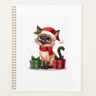 Siamese Cat Xmas Holiday Santa Siamese Cat Christm Planner