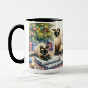 Siamese Cats Christmas Coffee Mug Cup