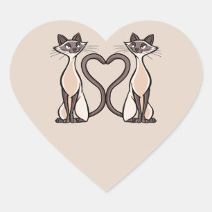 Siamese Cats Heart Heart Sticker