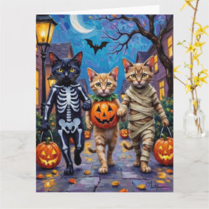 Siamese Cats Trick-or-Treating Halloween Costumes Card