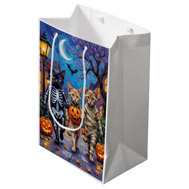 Siamese Cats Trick-or-Treating Halloween Costumes Medium Gift Bag (Front Angled)