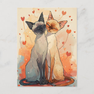 Siamese cats Valentine's day  Postcard