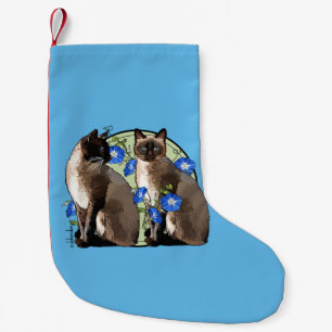 Siamese Cats with Morning Glories Small Christmas Stocking